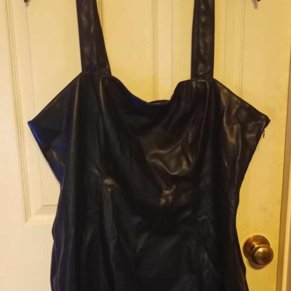 Forever 21 black faux leather mini dress 3x